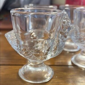 Four French Hen shape Clear Egg cups
